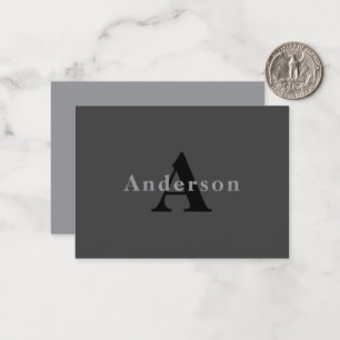 Carte De Correspondance Nom et monogramme Dark Gray