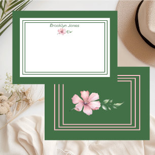 Carte De Correspondance Nom floral vert et rose assez élégant Individualis