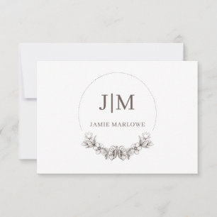 Carte De Correspondance Nom initial minimaliste chic Monogramme gris flora