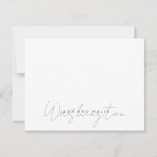 Carte De Correspondance Nom Marié Mariage Monogramme Bleu Blanc