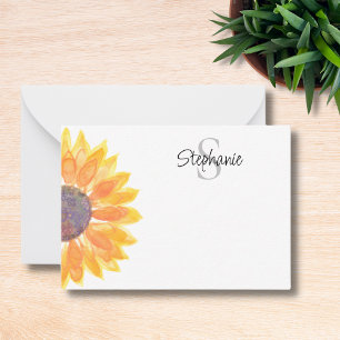 Carte De Correspondance Nom Monogram Yellow Sunflower