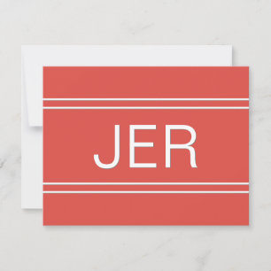 Carte De Correspondance Nom personnalisé à monogramme initial rouge tendan