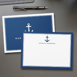 Carte De Correspondance Nom personnalisé Ancre de bateau classique Marine 