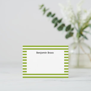 Carte De Correspondance Nom personnalisé bandes vert et blanc