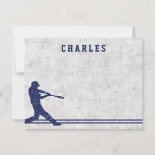 Carte De Correspondance Nom personnalisé de la silhouette de baseball bleu