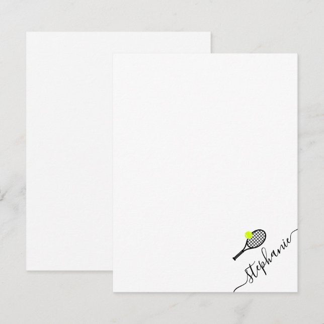 Carte De Correspondance Nom personnalisé du tennis (Devant / Derrière)