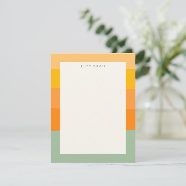 Carte De Correspondance Nom personnalisé Earthy Muted Pastel Stripes (Debout devant)