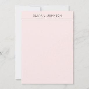 Carte De Correspondance Nom personnalisé Elegant Blush Pink Flat Note Card