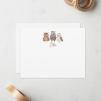 Nom personnalisé et Chouette aquarelle