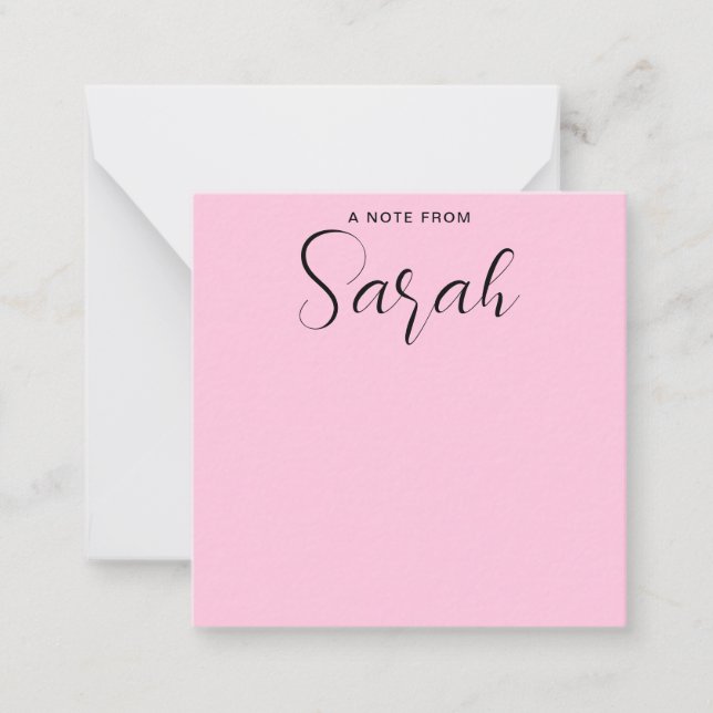 Carte De Correspondance Nom personnalisé Fille Calligraphie rose (Devant)