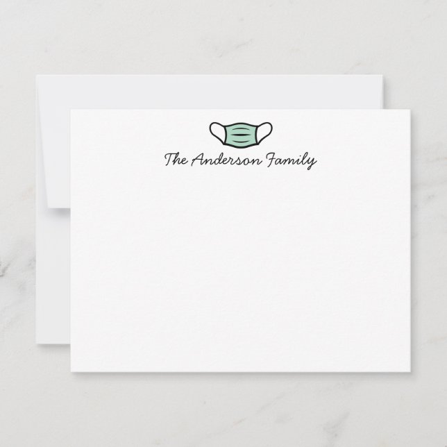 Carte De Correspondance Nom personnalisé Masque Visage Script Infirmière M (Devant)