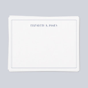 Carte De Correspondance Noms de couple Art Déco moderne simple bleu marine
