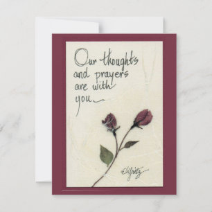 Carte De Correspondance Nos pensées et nos prières disant roses
