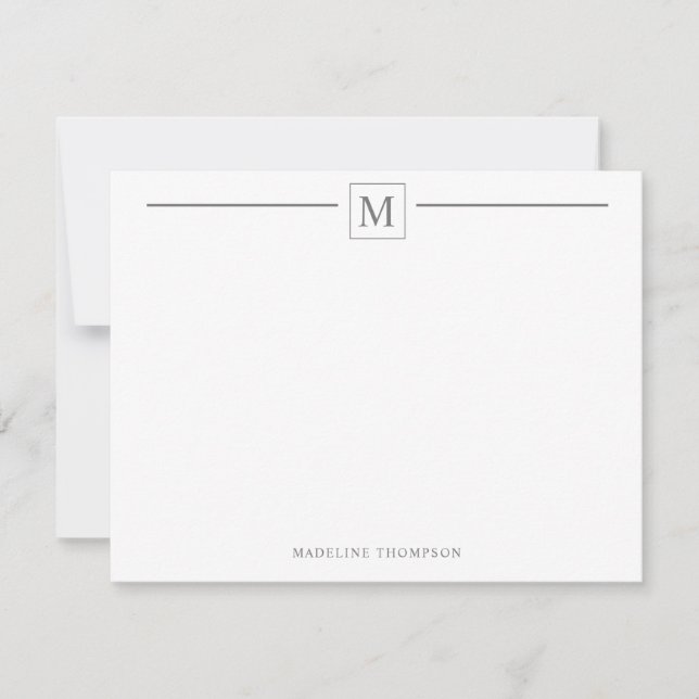 Carte De Correspondance Note de ligne de monogramme de base minimaliste mo (Devant)