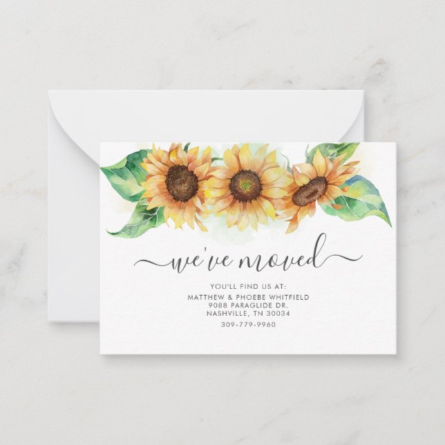 Carte De Correspondance Nous avons déplacé l'aquarelle tournesol tournesol (Devant)