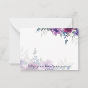 Carte De Correspondance Nouveau cœur, nouvel esprit. aquarelle florale chr