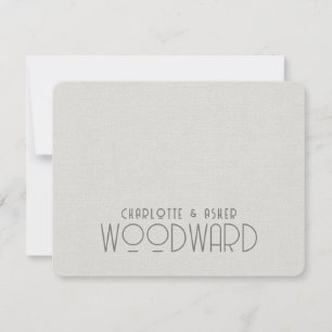 Carte De Correspondance Nouveau nom de couple Monogram Mariage White Grey