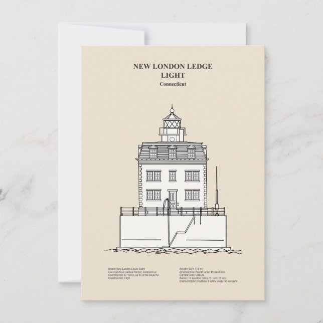 Carte De Correspondance Nouveau phare London Ledge - Connecticut - SBD (Devant)