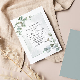 Carte De Correspondance Nuptiale Luncheon Aquarelle Eucalyptus Vert