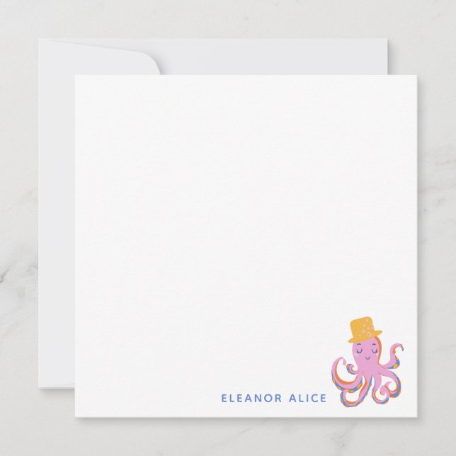 Carte De Correspondance Octopus rose Quirky Dancing Animal Personnalisé (Devant)