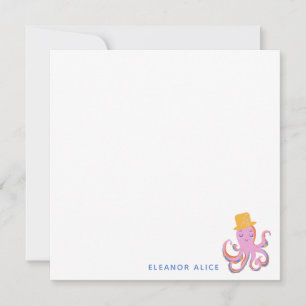 Carte De Correspondance Octopus rose Quirky Dancing Animal Personnalisé