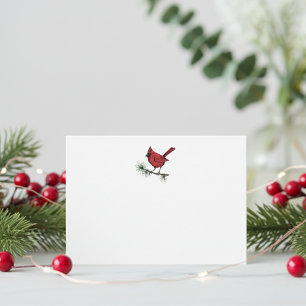 Carte De Correspondance Oiseau cardinal rouge hiver simple