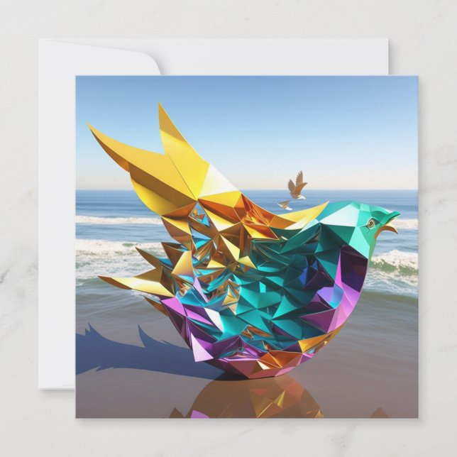 Carte De Correspondance Oiseau de mer origami 5 dimensions (Devant)