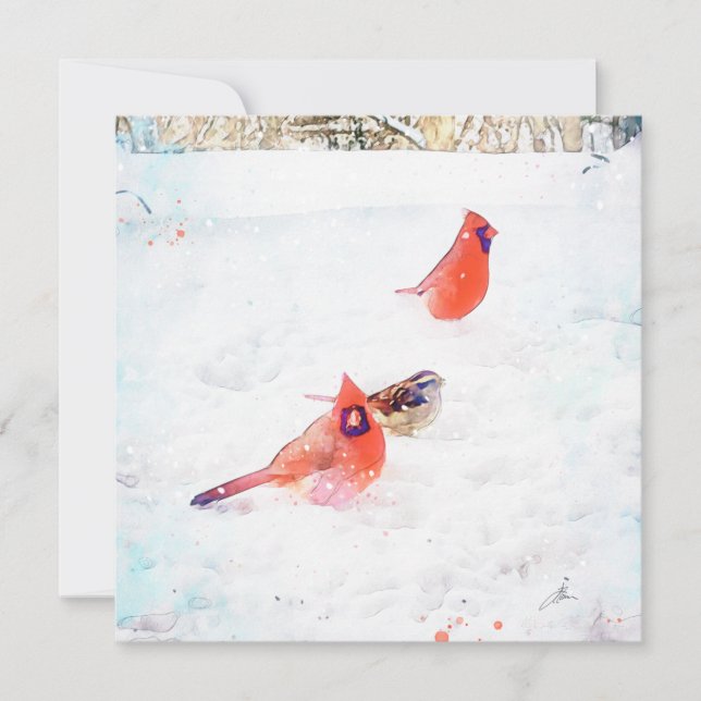 Carte De Correspondance Oiseaux d'hiver d'une fenêtre (Devant)