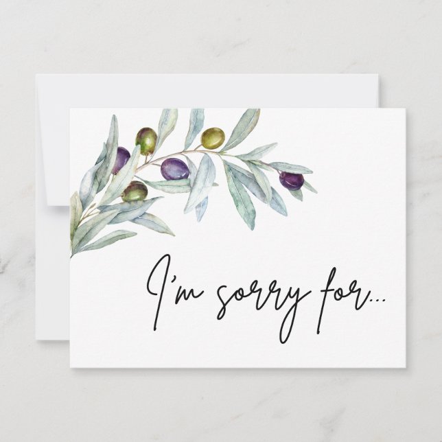 Carte De Correspondance Olive Branch Je suis désolé Écrire les excuses (Devant)