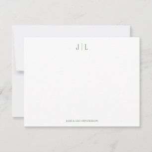 Carte De Correspondance Olive Classic Monogramme Personnalisé Mariage Coup