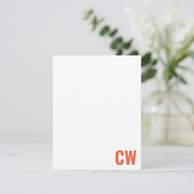 Carte De Correspondance Orange Blue Retro Typography Monogram Initial  (Debout devant)