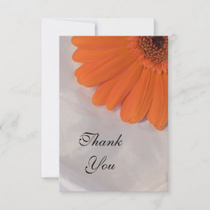 Carte De Correspondance Orange Daisy sur White Satin Flat Merci Notes