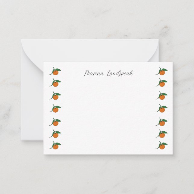 Carte De Correspondance Oranges mignonnes et Feuilles verts (Devant)