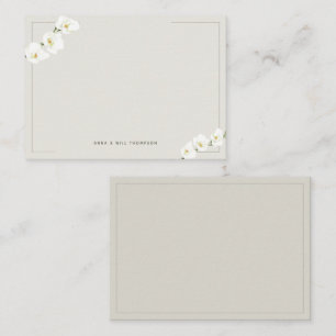 Carte De Correspondance Orchidées blanches d'ivoire Simple Élégant mariage