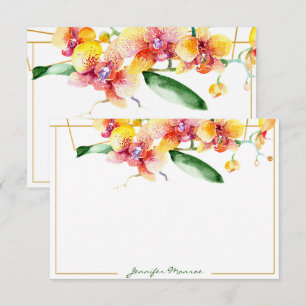 Carte De Correspondance Orchidées rouges et jaunes personnalisées