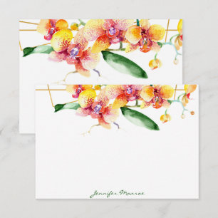 Carte De Correspondance Orchidées rouges et jaunes personnalisées