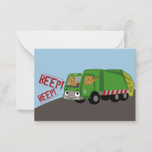 Carte De Correspondance Ours conduisant un camion à ordures
