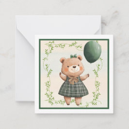 Carte De Correspondance Ours de robe vert plaqué avec poil