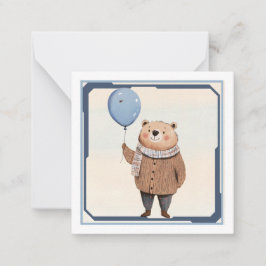 Carte De Correspondance Ours en pull marron avec écharpe à carreaux et bal