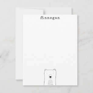 Carte De Correspondance Ours Mignon Illustration Simple Ligne Nom Personna