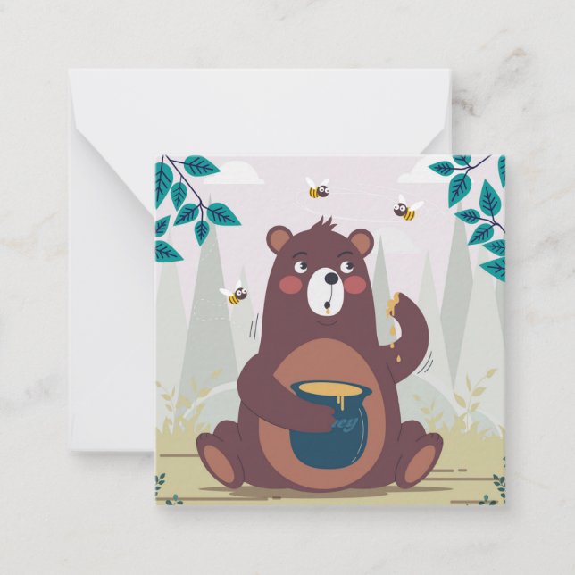 Carte De Correspondance Ours mignon Profitant Du Miel (Devant)