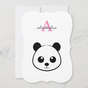 Carte De Correspondance Ourson panda mignon monogramme personnalisé