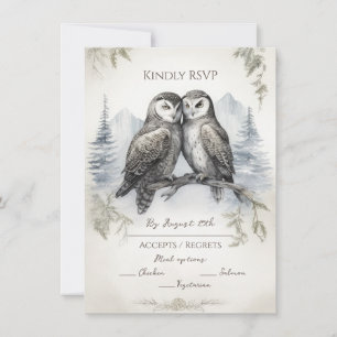 Carte De Correspondance Owl Love Rustic RSVP
