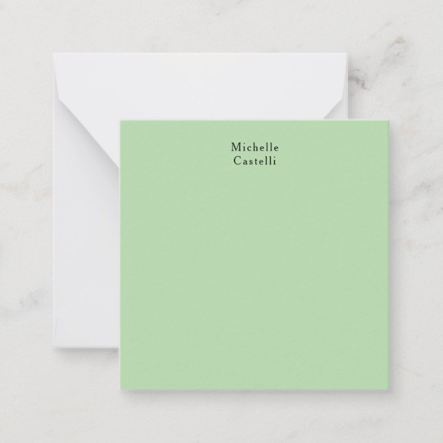 Carte De Correspondance Pale Green Professional Unique Classic Votre nom (Devant)