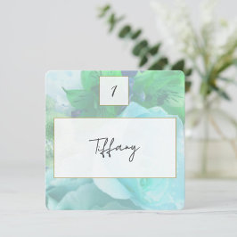 Carte De Correspondance Pale Teal Rose Place Setting Card