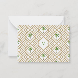 Carte De Correspondance Palm Tropical Monogramme Or Géométrique
