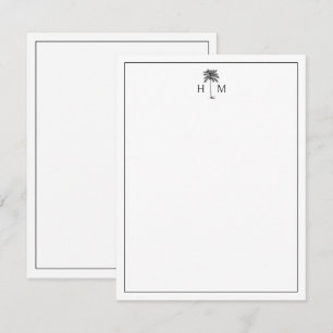 Carte De Correspondance Palmier noir et blanc Monogramme de palmier