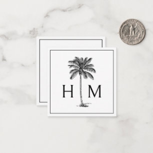Carte De Correspondance Palmier noir et blanc Monogramme de palmier