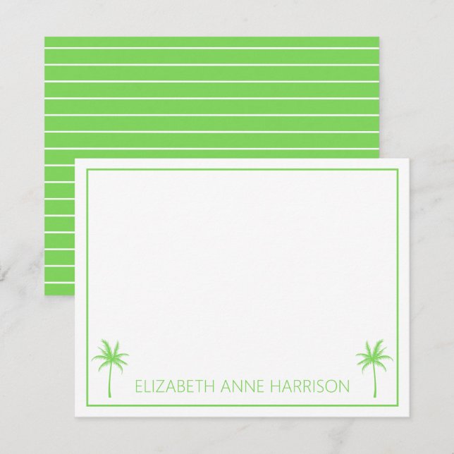 Carte De Correspondance Palmiers verts et blancs et bandes (Devant / Derrière)