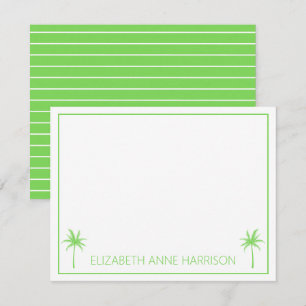 Carte De Correspondance Palmiers verts et blancs et bandes